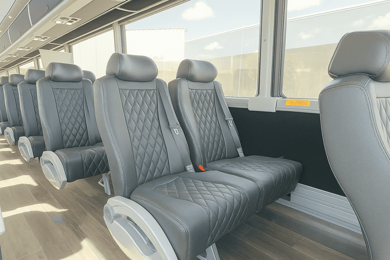 interior of Oshkosh Coach Bus Service charter bus